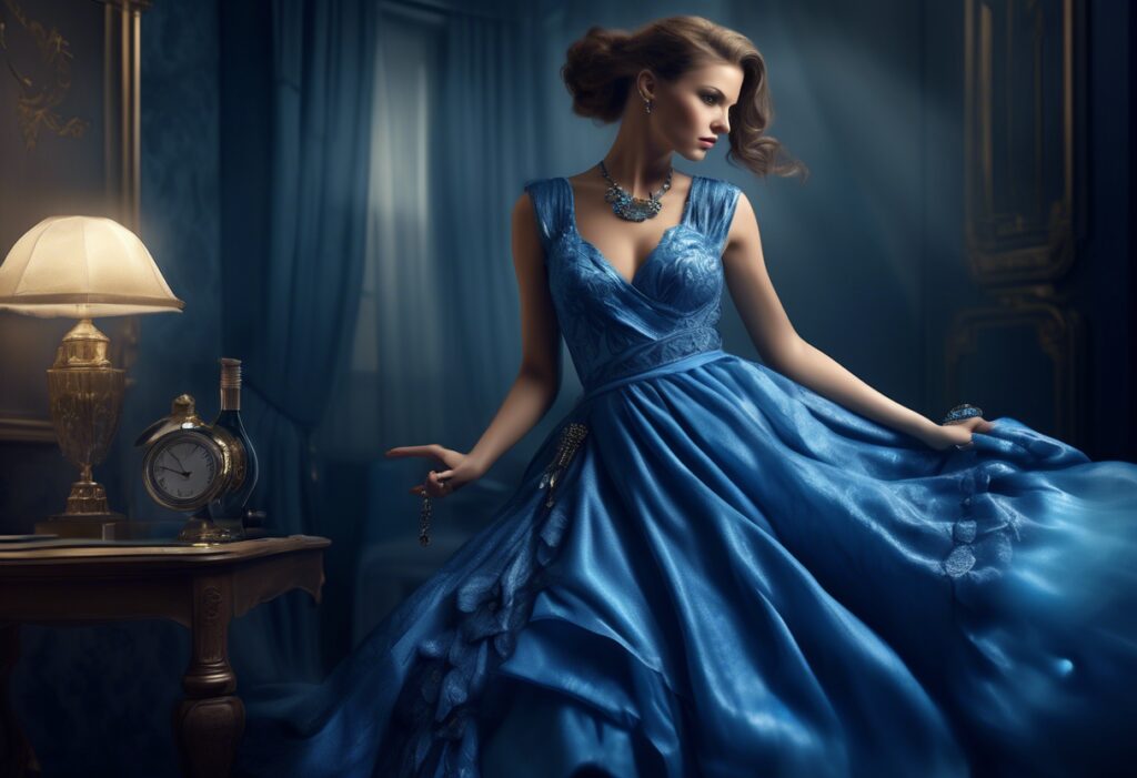 błękitna sukienka jakie dodatki